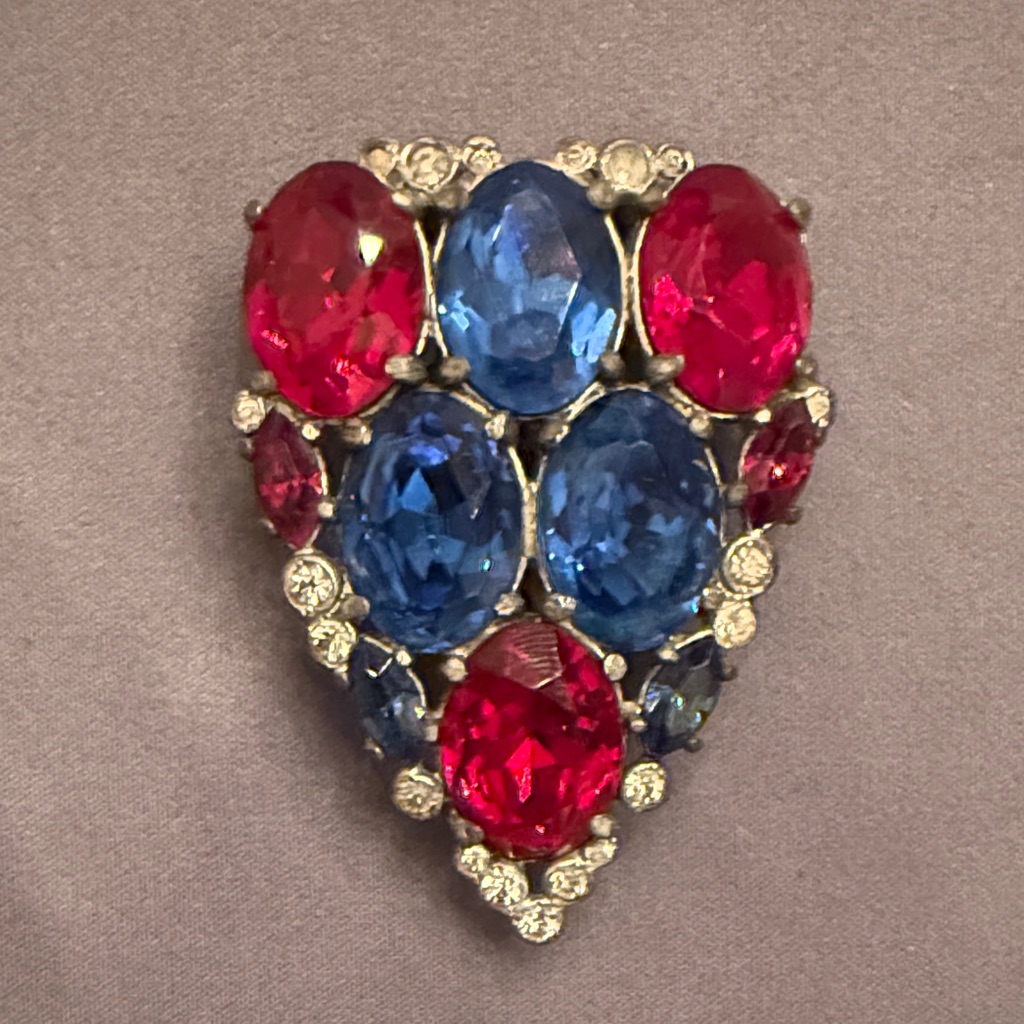 Vintage Red And Blue Crystal Clip
